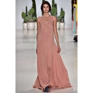 Mara Hoffman V-Neck Maxi Dress Cutout 2015 Spring RTW Peach Terracotta